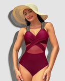 LilyLove® One Piece Swimsuit V Neck Sling Gauze Swimwear