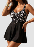 Sleeveless Floral Swimdress & Bottom Set with Adjustable Bust Tie