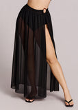 Ringy Sheer Slit Cover-Up Skirt