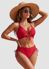Tie-Front Push-Up Halter Bikini Set