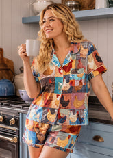 Women’s Check Print 2-Piece Pajama Set with Short & Long Sleeve Options