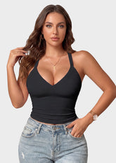 V-Neck Built-In Bra Tank for Everyday Comfort