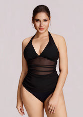 Ruched Halter Tankini Swimsuit