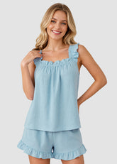 Soft Ruffle Tank Top & Shorts Pajama Set