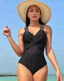 LilyLove® One Piece Swimsuit V Neck Sling Gauze Swimwear