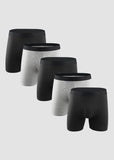 Men's Cotton Long Leg Boxer Briefs with Fly - 5 Pack
