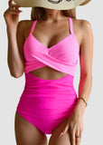 Tummy Control Cut Out Back Tie One Piece Swimsuit