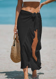 Ruffle Sarong Cover Up Self Tie Wrap Skirt