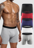 Men's Cotton Long Leg Boxer Briefs with Fly - 5 Pack