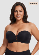 Seamless Strapless Push Up Bra with Front Closure & Removable Straps