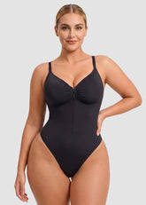 Zip-Front Tummy Control Shapewear Bodysuit