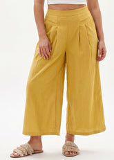 Cotton Linen Wide-Leg Culotte Pants