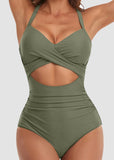 Tummy Control Cut Out Back Tie One Piece Swimsuit