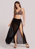 Ringy Sheer Slit Cover-Up Skirt