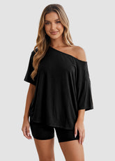 Casual Off-Shoulder Two-Piece Loungewear