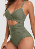 Tummy Control Cut Out Back Tie One Piece Swimsuit