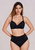High-Waisted Ruched Tummy Control Bikini Set