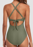 Tummy Control Cut Out Back Tie One Piece Swimsuit