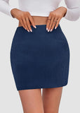 High Waist Corduroy Mini Skirt with Built-in Safety Shorts