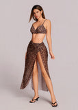 High Slit Mesh Sarong Lightweight Swim Cover-Up Skirt