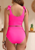 Double Tie High Waist Tummy Control Bikini Set
