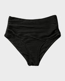 Textured Knot-Front High-Waisted Bikini Set