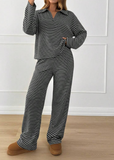 Women’s Striped V-Neck Top & Pants 2-Piece Set