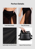 High Slit Mesh Sarong Lightweight Swim Cover-Up Skirt