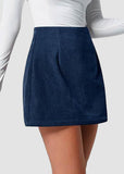 High Waist Corduroy Mini Skirt with Built-in Safety Shorts