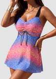 Sleeveless Floral Swimdress & Bottom Set with Adjustable Bust Tie