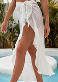 Ruffle Sarong Cover Up Self Tie Wrap Skirt