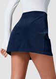 High Waist Corduroy Mini Skirt with Built-in Safety Shorts