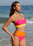 Color-Block High Waist Bikini Set