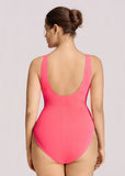 Zip-Front Ruched Wide Strap Shaping Swimsuit
