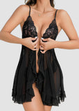 Sexy Lace Mesh See-Through Nightgown with Matching Thong