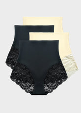 Smooth High-Waisted Sheer Lace Sculpting Brief (4 Pack)