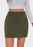 High Waist Corduroy Mini Skirt with Built-in Safety Shorts