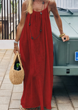 Women's Solid Color Spaghetti Strap Backless Lace-Up Elegant NightDress