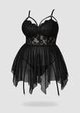 Sexy Plus Size Mesh Lace Babydoll – Curvy Nightgown for Bold Nights