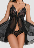 Sexy Lace Mesh See-Through Nightgown with Matching Thong