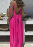 Women's Solid Color Spaghetti Strap Backless Lace-Up Elegant NightDress