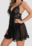 Sexy Lace Mesh See-Through Nightgown with Matching Thong