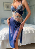 Sexy Sheer Mesh Nightgown – Floral Embroidery Babydoll