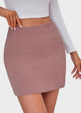 High Waist Corduroy Mini Skirt with Built-in Safety Shorts