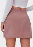 High Waist Corduroy Mini Skirt with Built-in Safety Shorts