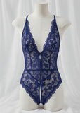 Bridal Whisper Halter Lace Crotchless Teddy
