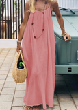 Women's Solid Color Spaghetti Strap Backless Lace-Up Elegant NightDress