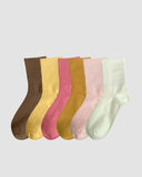 Ribbed Knit Cotton Crew Socks