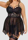 Sexy Plus Size Mesh Lace Babydoll – Curvy Nightgown for Bold Nights