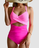 Tummy Control Cut Out Back Tie One Piece Swimsuit
